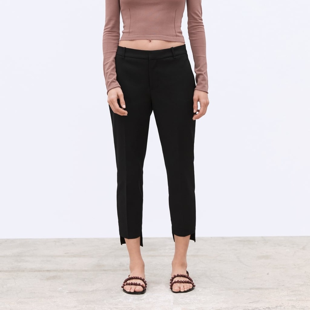 BLACK PANTS WITH ASYMMETRIC HEM NWT